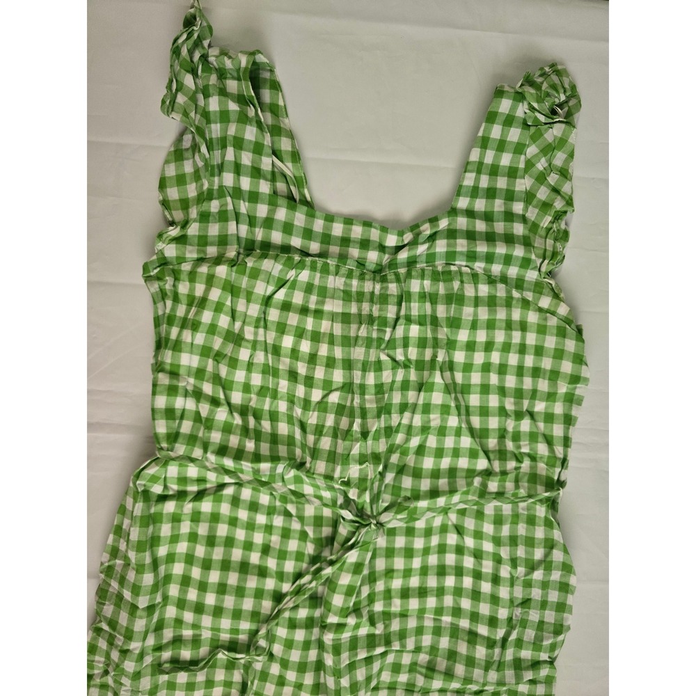 Draper James RSVP Green Gingham Tiered Midi Dress Cotton Ruffle Strap Size M - Picture 4 of 16